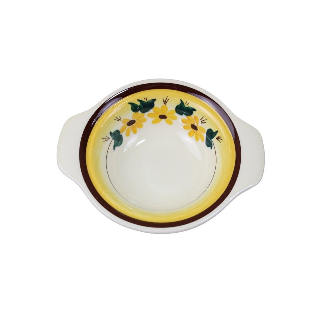 Vernon Kilns Brown Eyed Susan Chowder Bowl w/ Handles Vernonware Vintage 93568
